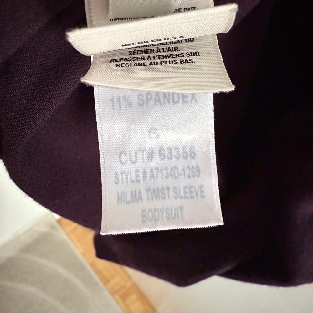 AGOLDE Hilma Twist Sleeve Off the Shoulder Bodysuit in Dark Purple Plum - Picture 10 of 10